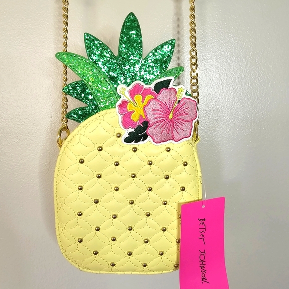 Tropical Pineapple Kitch Crossbody Xoprickl Quilted Studded Glitter Embroidered - Picture 8 of 8